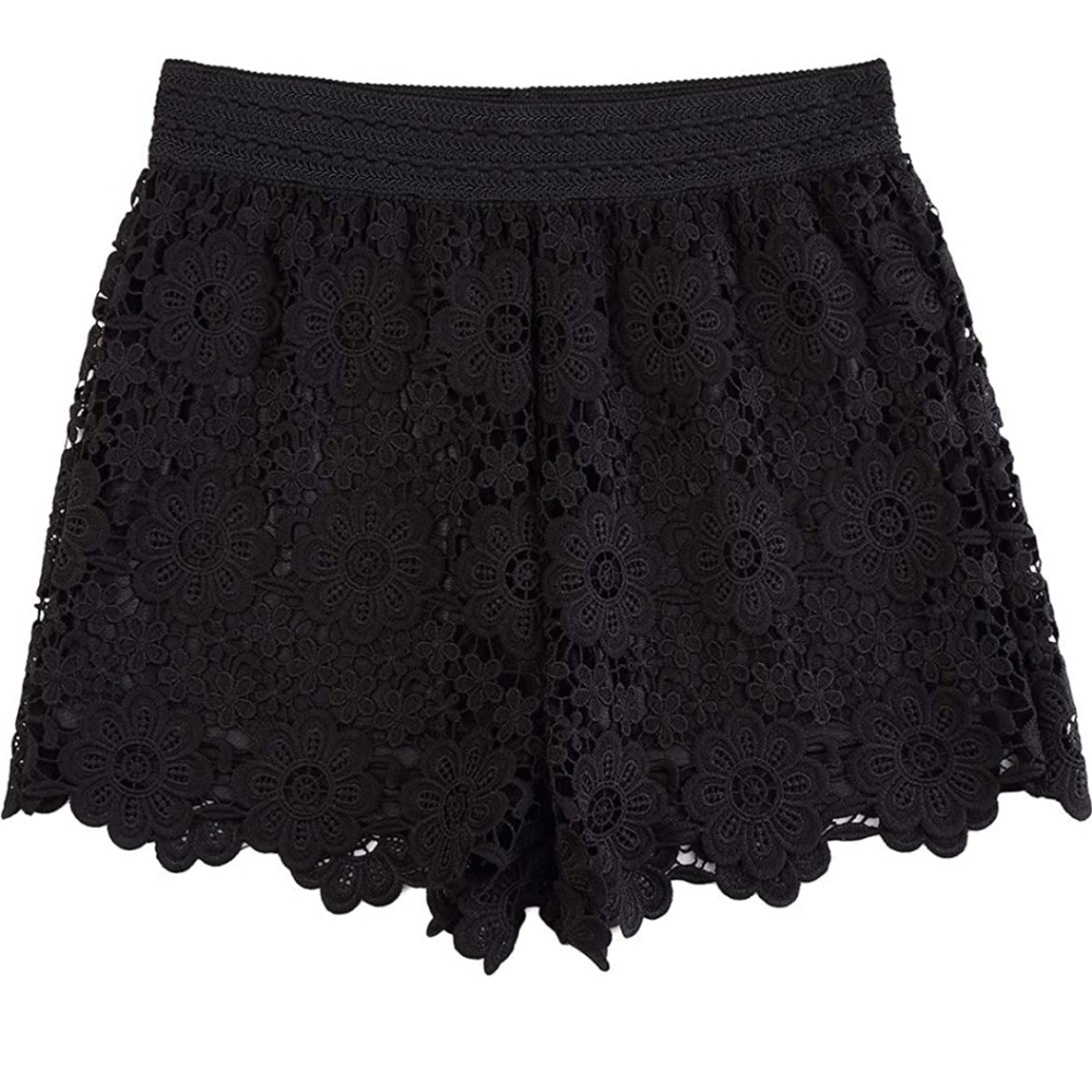 NEW Black Lace Crochet Shorts XL